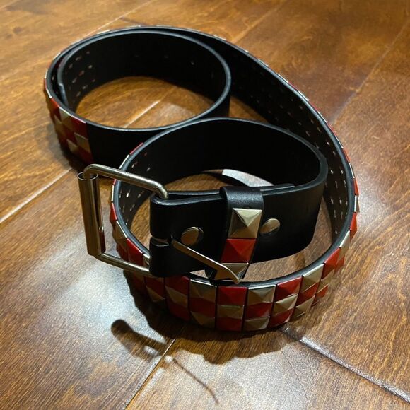 Unbranded Goth Vampire Metal Leather Black Red Silver Unisex One Size - Picture 5 of 5